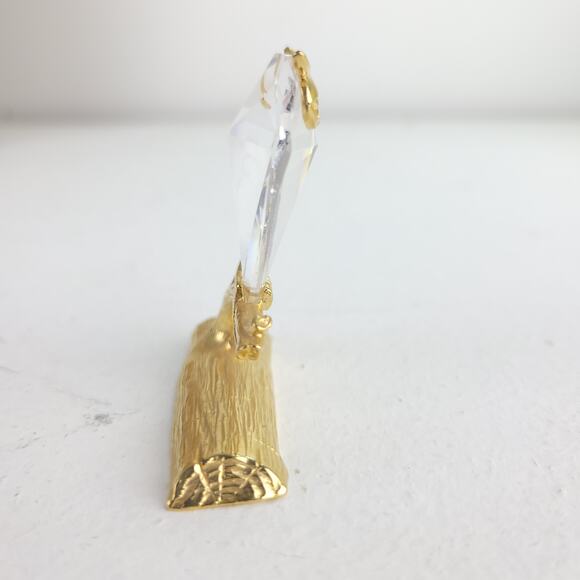 Vintage Owl on Branch Figurine Beveled Crystal Prism Gold Toned Glass Wise - Picture 4 of 8